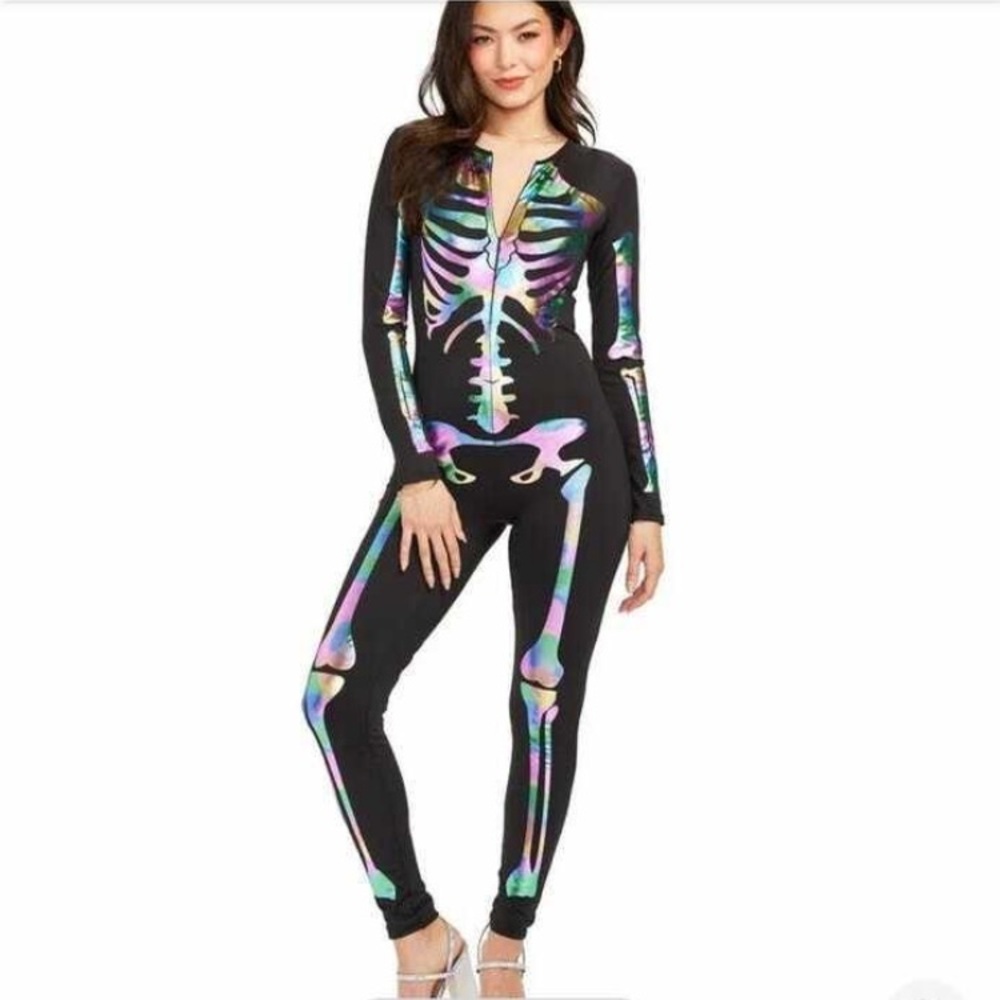 Tipsy Elves Black skeleton Jumpsuit Sz xs